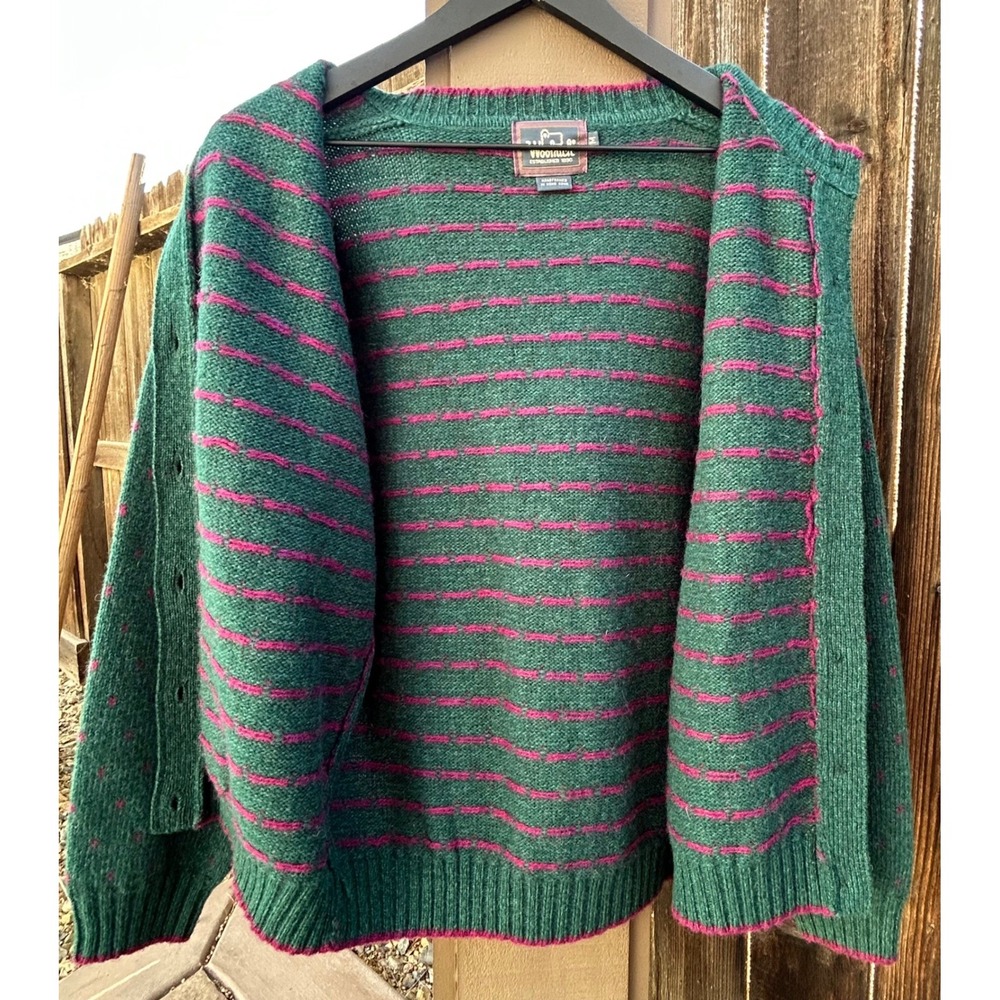 Vintage Woolrich Mallard Cardigan Sweater Womens M Green Wool Hong Kong - Picture 4 of 12